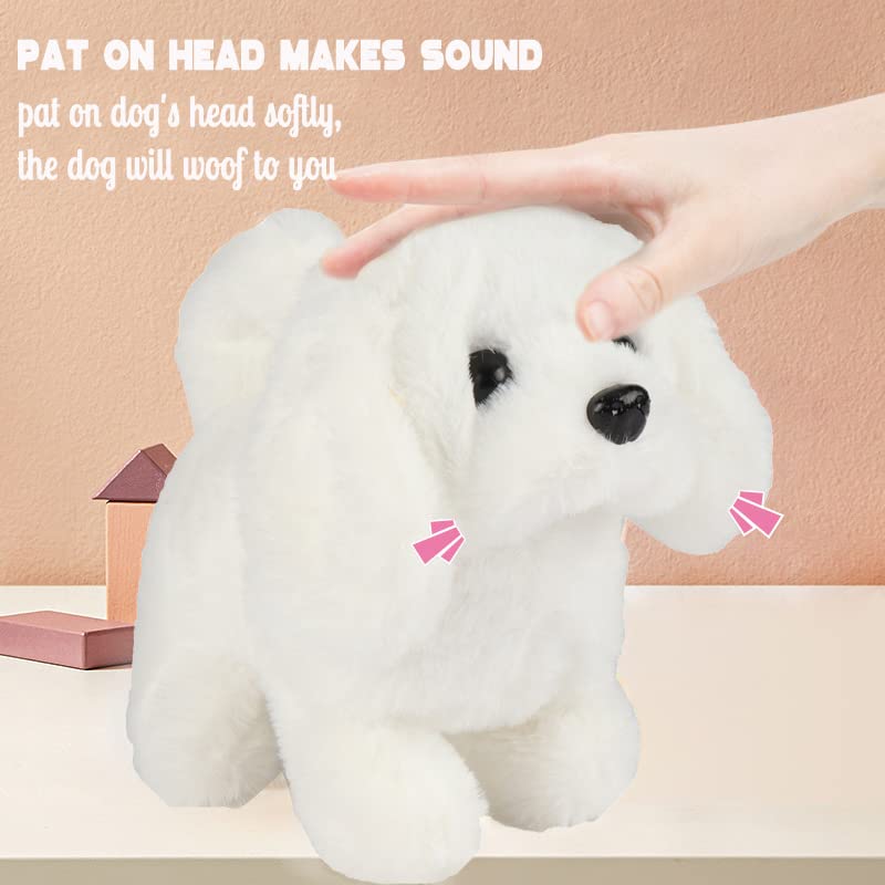 Hopearl dog toy emits a friendly woof sound to enhance pretend play experiences.