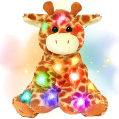 Hopearl giraffe LED plush night light, soft and comforting for kids at bedtime.