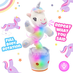 Hopearl Glowing Dancing Unicorn face close-up for interactive play.
