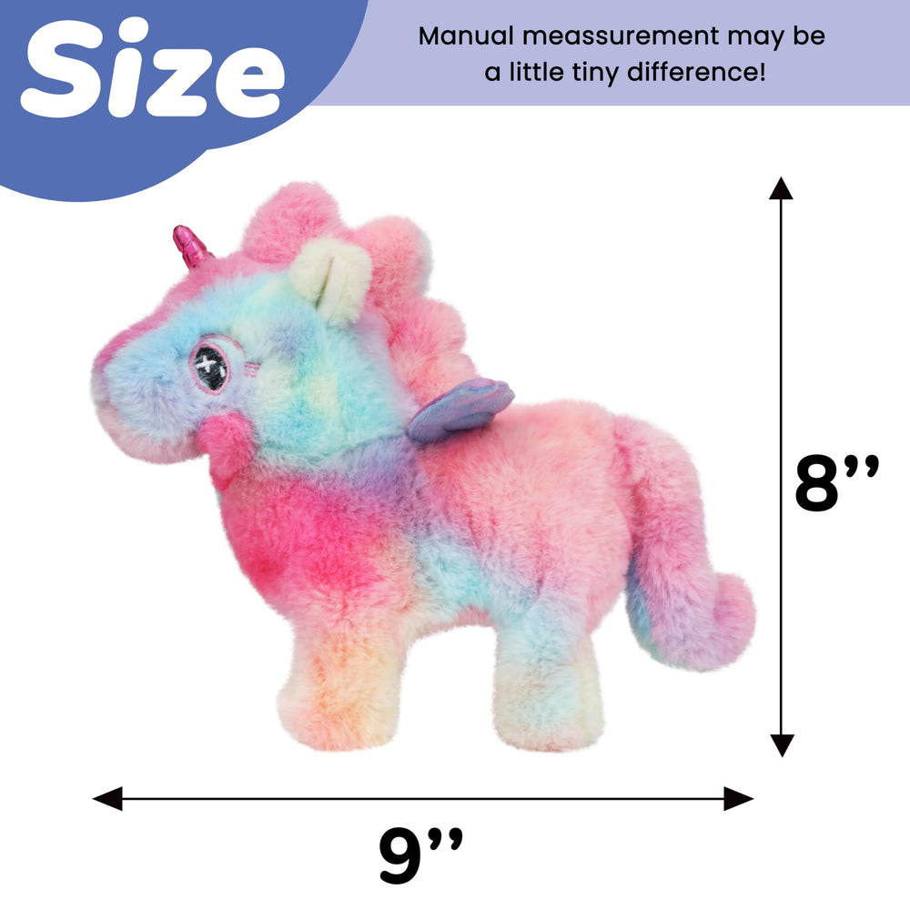 Hopearl glowing-horn unicorn lights up to capture attention during play.