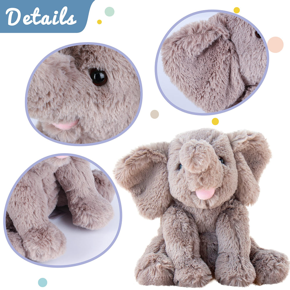 Hopearl gray plush elephant, comforting bedtime companion for toddlers.