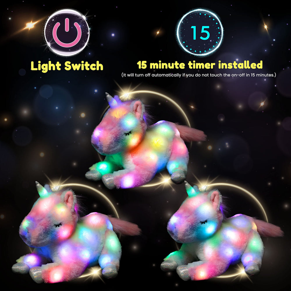 Hopearl LED plush unicorn glow-in-the-dark adds magical ambiance