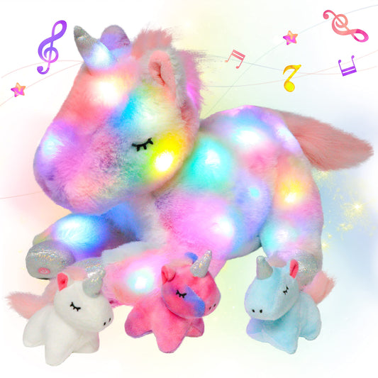 Hopearl mommy unicorn with three babies in tummy for bedtime.