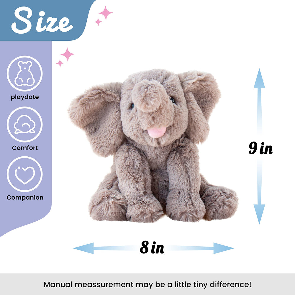 Hopearl 9-inch elephant plush, ideal for travel and on-the-go fun.