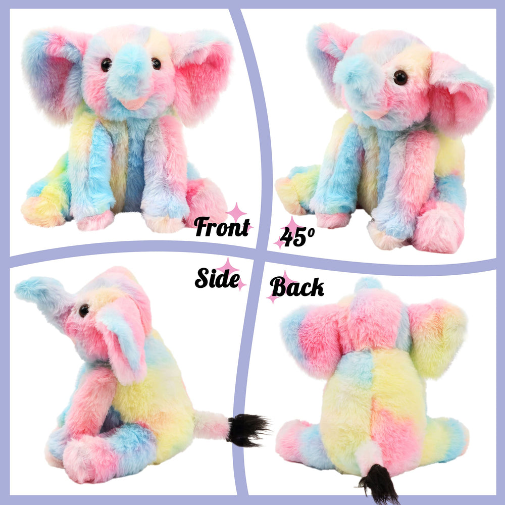 Hopearl rainbow floppy elephant plush designed for imaginative play and stories
