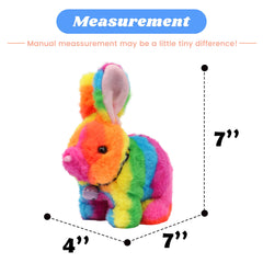 Hopearl rainbow plush bunny shows colorful design inviting imaginative pretend play.