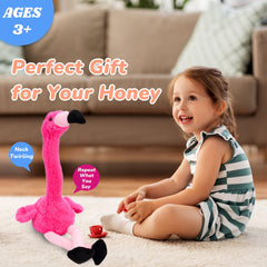 Hopearl Talking Flamingo battery access shows quick setup for active play.