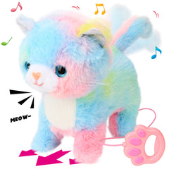 Hopearl Walking Cat toy with leash in action for toddler play.