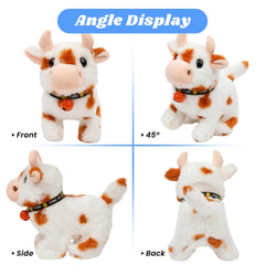 Hopearl walking cow toy ears nod highlighting interactive motion that captures attention.