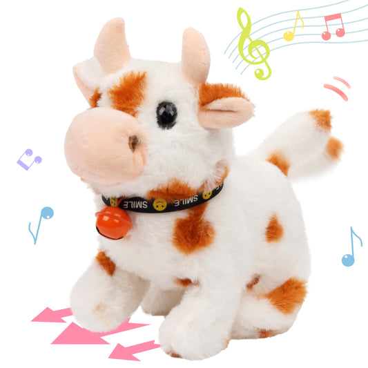 Hopearl walking cow toy front view encourages imaginative play and tactile exploration for toddlers.