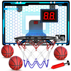 HopeRock over-the-door mini hoop with LED lighting enhances playtime and visual appeal.