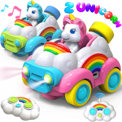 HopeRock unicorn RC car blue with LED lights for imaginative play