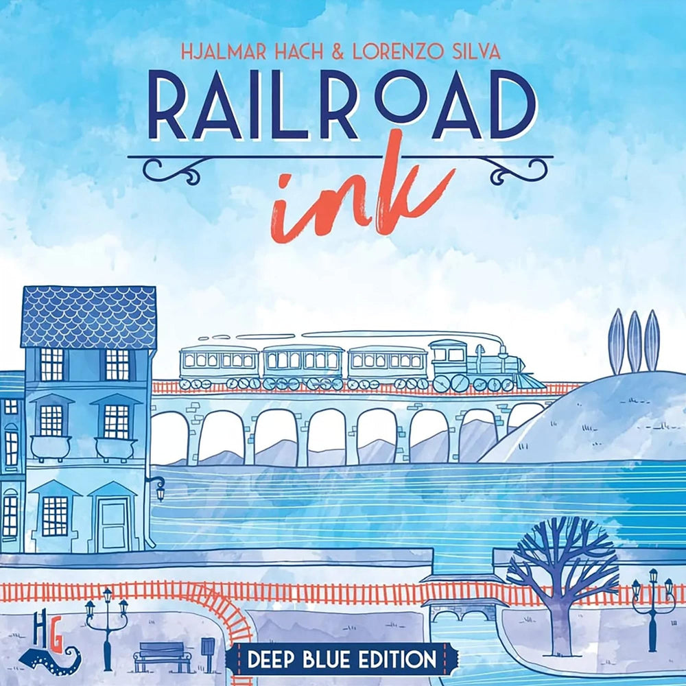Horrible Guild Railroad Ink Deep Blue Edition player boards for expanding rail maps