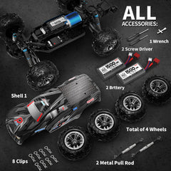 Hosim RC car dual batteries offer extended playtime on a single charge.