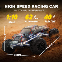 Hosim 4x4 off-road RC truck maintains traction on challenging trails