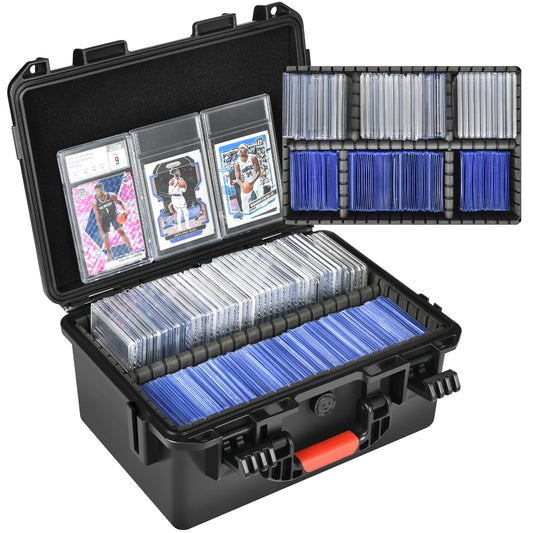 HOSOCASE sports card storage box displaying 300+ slabs neatly organized for quick access.