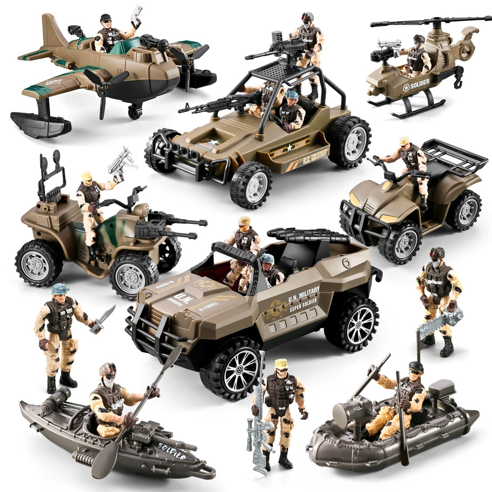 Hospony 56-in-1 army toy truck for imaginative battlefield play and motor skills.
