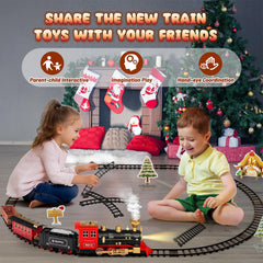 Hot Bee Train Set Christmas-tree display creates a cheerful holiday scene.