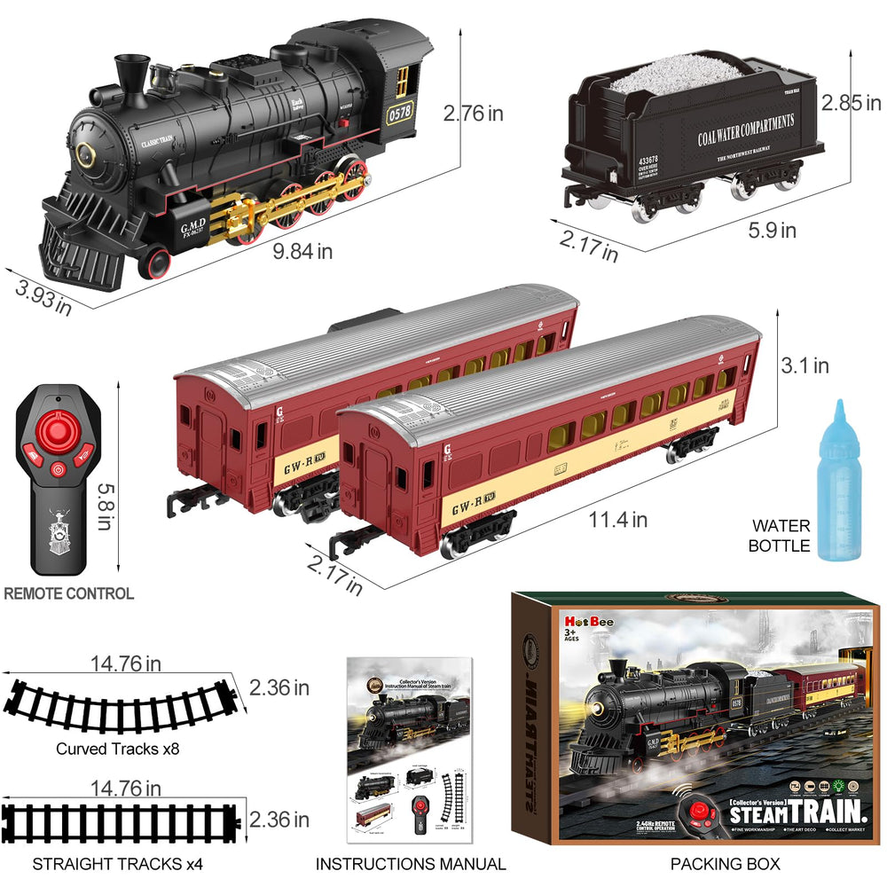 Hot Bee remote control train enables varied play with speed, whistle, and smoke