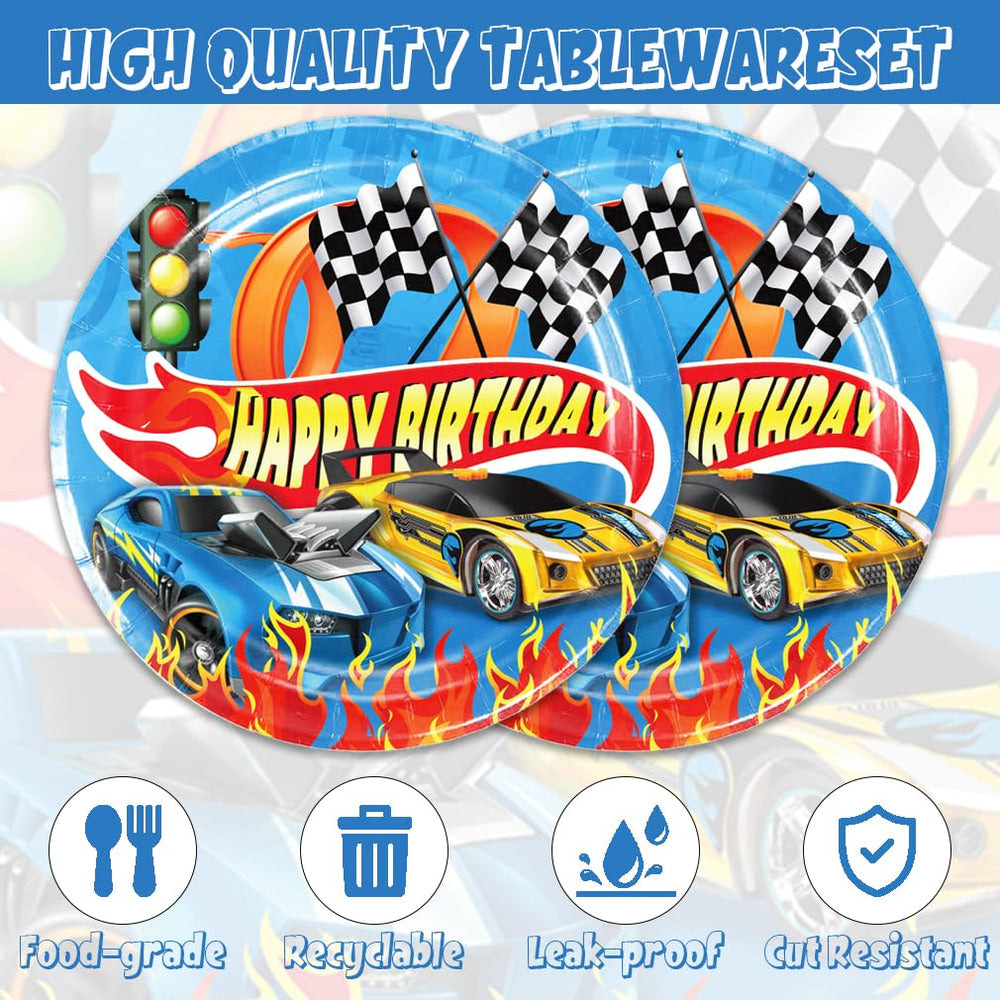 Hot Cars birthday graphic plate set enhances party ambiance