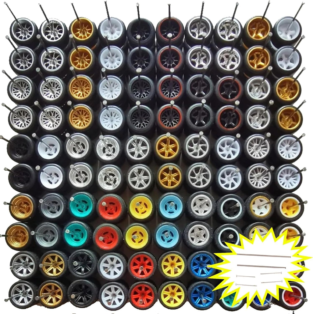 Hot Wheels 1:64 rubber wheels upgrade for seamless model customization.