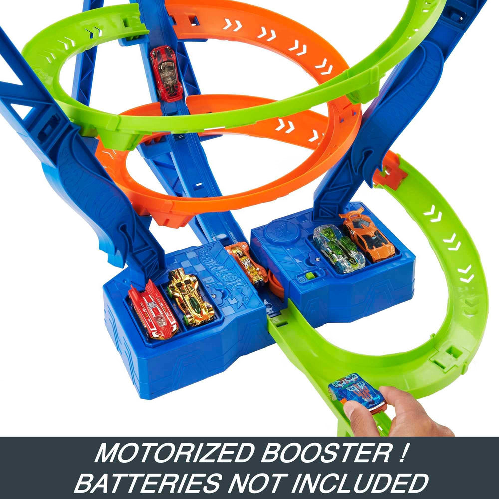 Hot Wheels 29-inch track height adds dramatic climbs and drops.