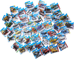 Hot Wheels 50-car diecast assortment in vibrant 1:64 scale for gift-ready display.