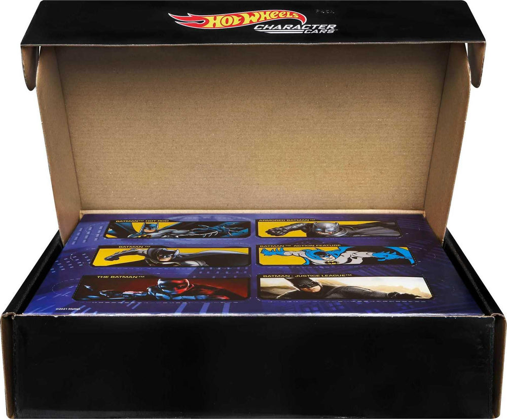 Hot Wheels Justice League Batman car supports team-based adventures and display.