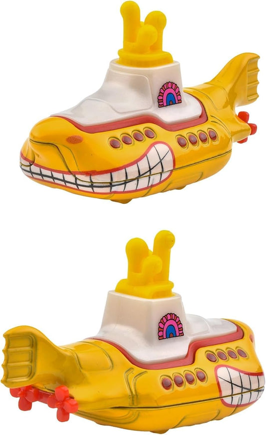 Hot Wheels Beatles Yellow Submarine die-cast front view with display-ready detailing