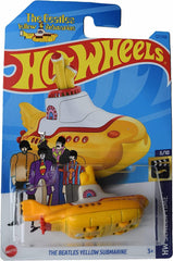 Hot Wheels Beatles Yellow Submarine side view, ideal for display and collection.