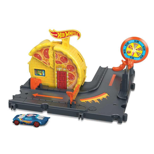 Hot Wheels City Explorer pizzeria—car-activated feature fuels imaginative play.