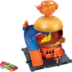 Hot Wheels included vehicle jump-starts immediate play right out of the box.