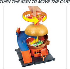 Hot Wheels City ketchup diverter adds interactive movement to pretend meals.