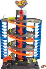 Hot Wheels City Mega Garage corkscrew elevator in action for imaginative play