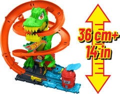 Hot Wheels City T-Rex Blaze Battle playset encourages imaginative storytelling with friends