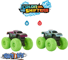 Hot Wheels Race Ace Color Reveal truck showcases shifting deco during dunk