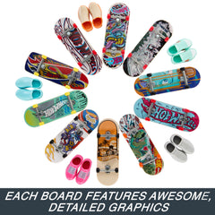 Hot Wheels fingerboard assembled collection showcases vivid graphics and ready-to-skate setup.