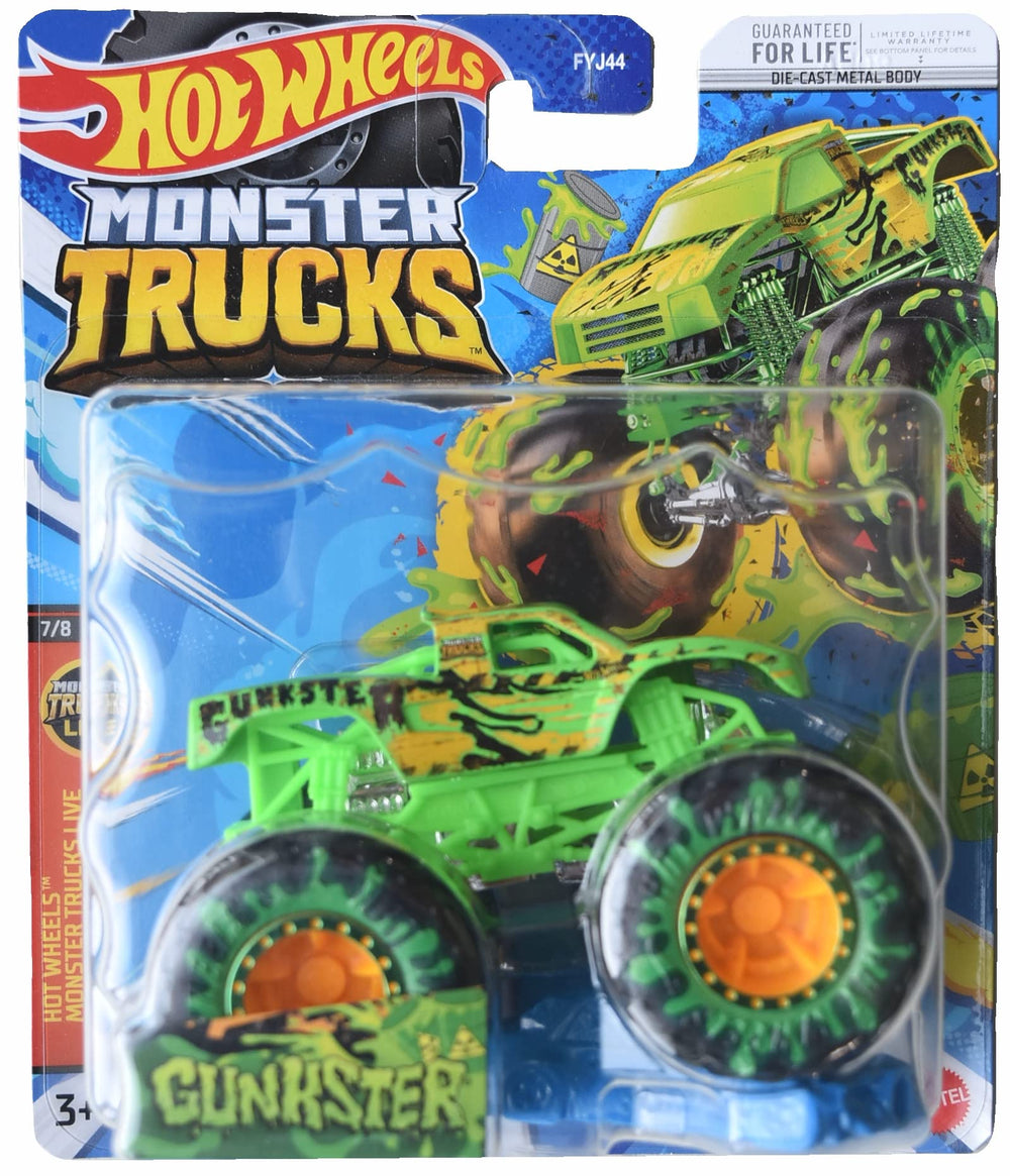 Hot Wheels Gunkster with connect-and-crash car for durable play on rugged terrain.