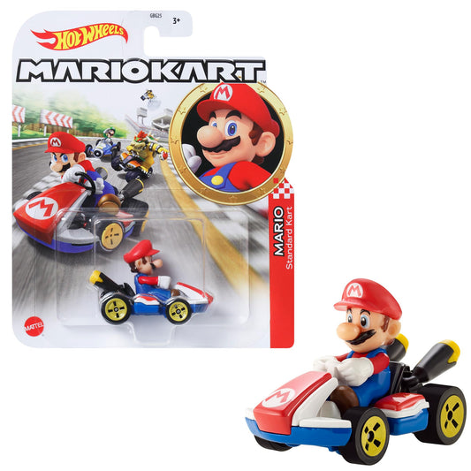 Hot Wheels Mario Kart Mario 1:64 die-cast on-track ready toy for imaginative racing.