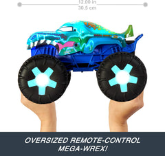 Hot Wheels Mega-Wrex in smasher mode delivering bold tires and fierce sounds.