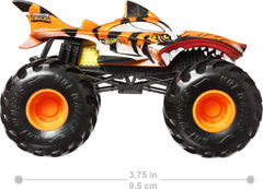 Hot Wheels Monster Trucks oversized truck giant wheels close-up highlights durable construction for rugged action