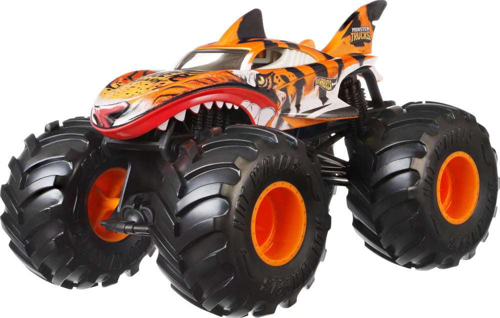 Hot Wheels Monster Trucks oversized truck stunt action shot encourages epic play scenarios