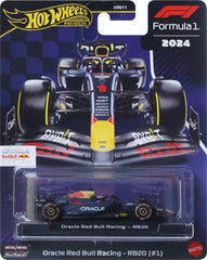 Hot Wheels Oracle Red Bull RB20 plinth display capturing team presence on shelf