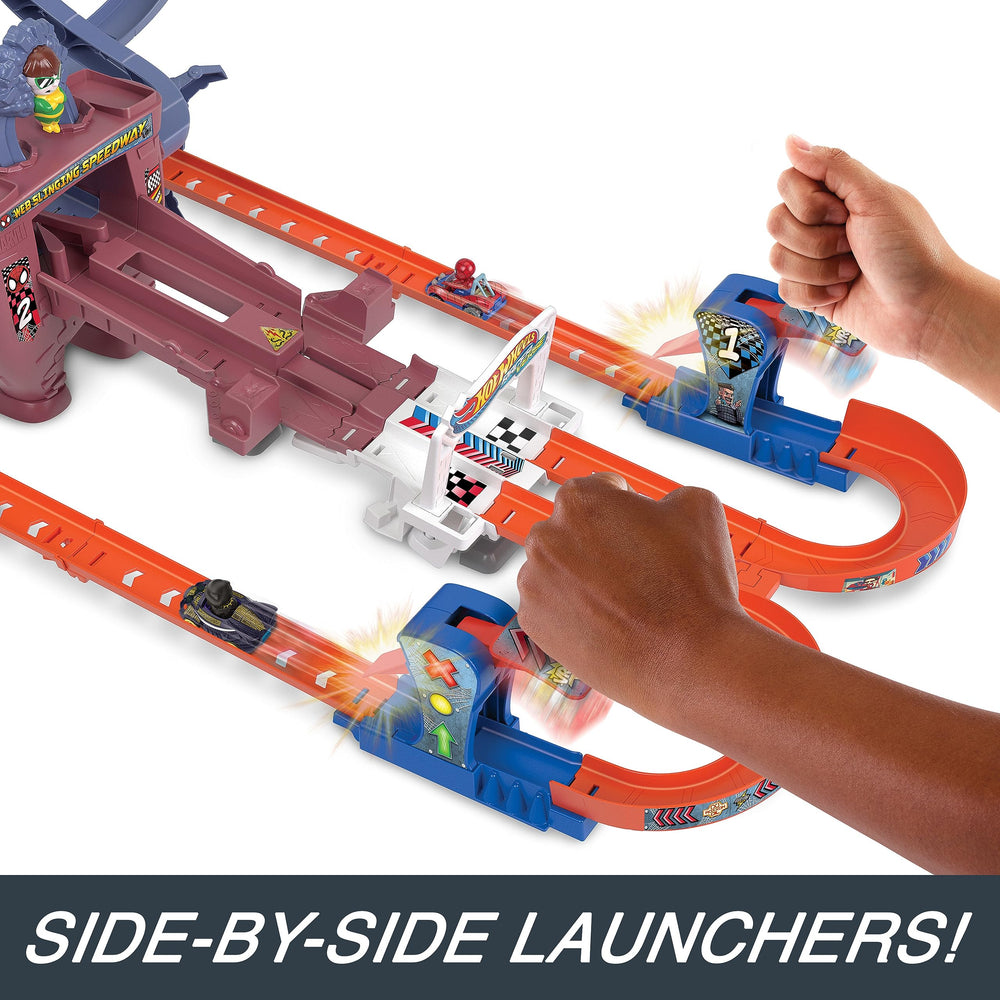 Doc Ock claws on a bridge obstacle in the RacerVerse set