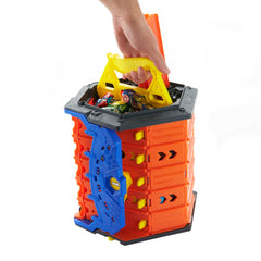 Hot Wheels Roll Out Raceway finish-line gate clearly marks the winner.