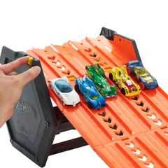 Hot Wheels Roll Out Raceway includes a 1:64 scale car for instant action.