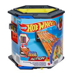 Hot Wheels Roll Out Raceway storage bucket holds up to 80 cars for tidy playtime.