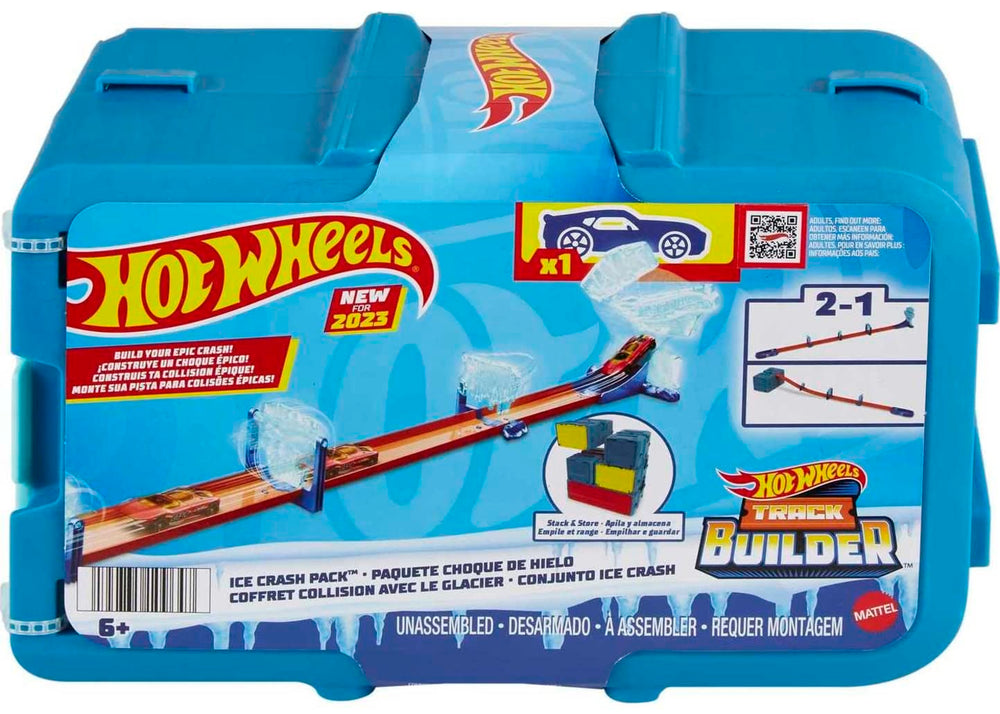 Hot Wheels Ice Crash Pack setup shows ready-to-race layout.