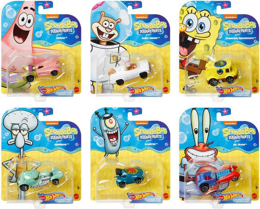 Hot Wheels SpongeBob SquarePants yellow car for imaginative Bikini Bottom adventures.