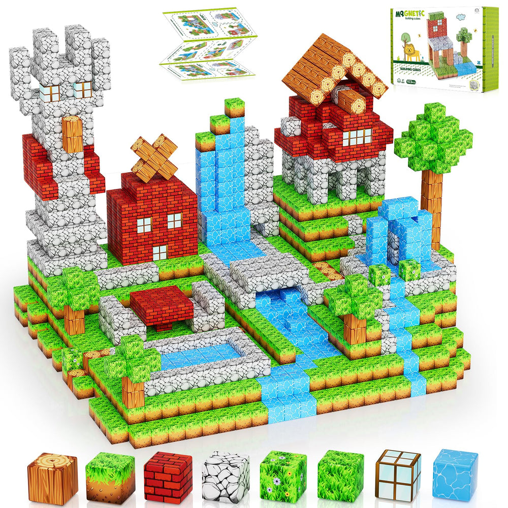 HOTERA magnetic blocks 103pcs cubes closeup for safe toddler play